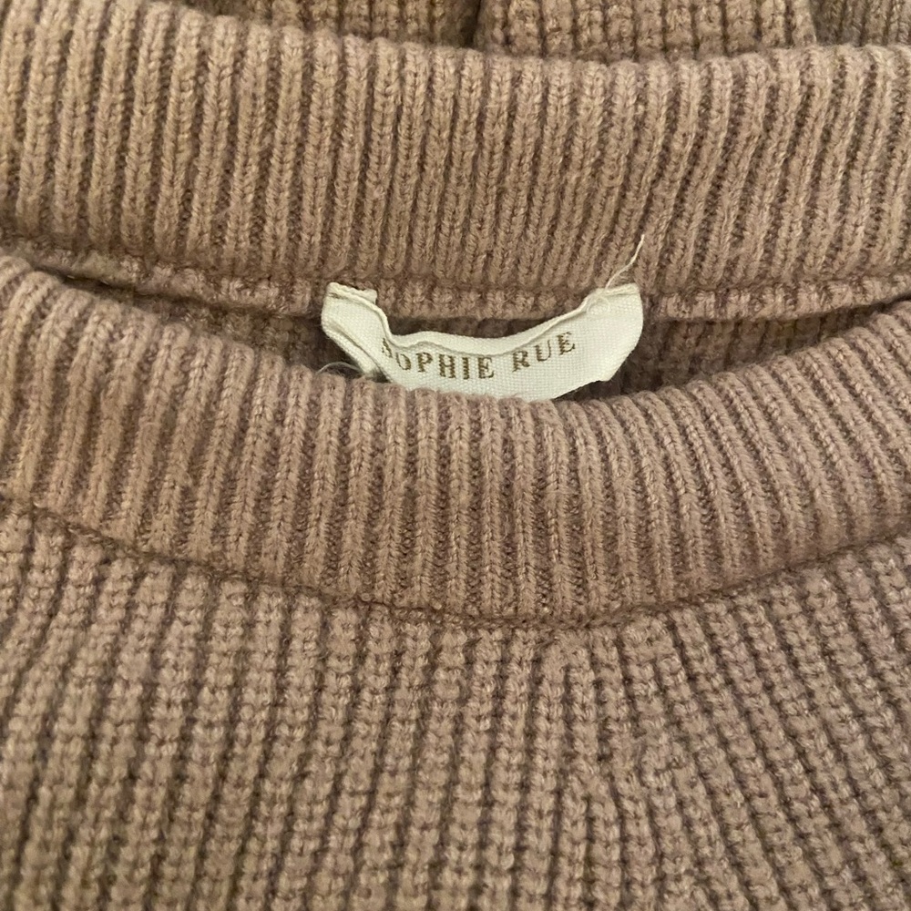 Sophie Rue Tan Cowl Neck Sweater with Ribbed Texture